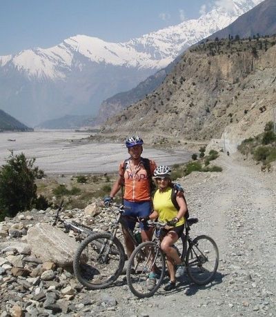 Keith and Pat Green Cycling on the  tour with redspokes